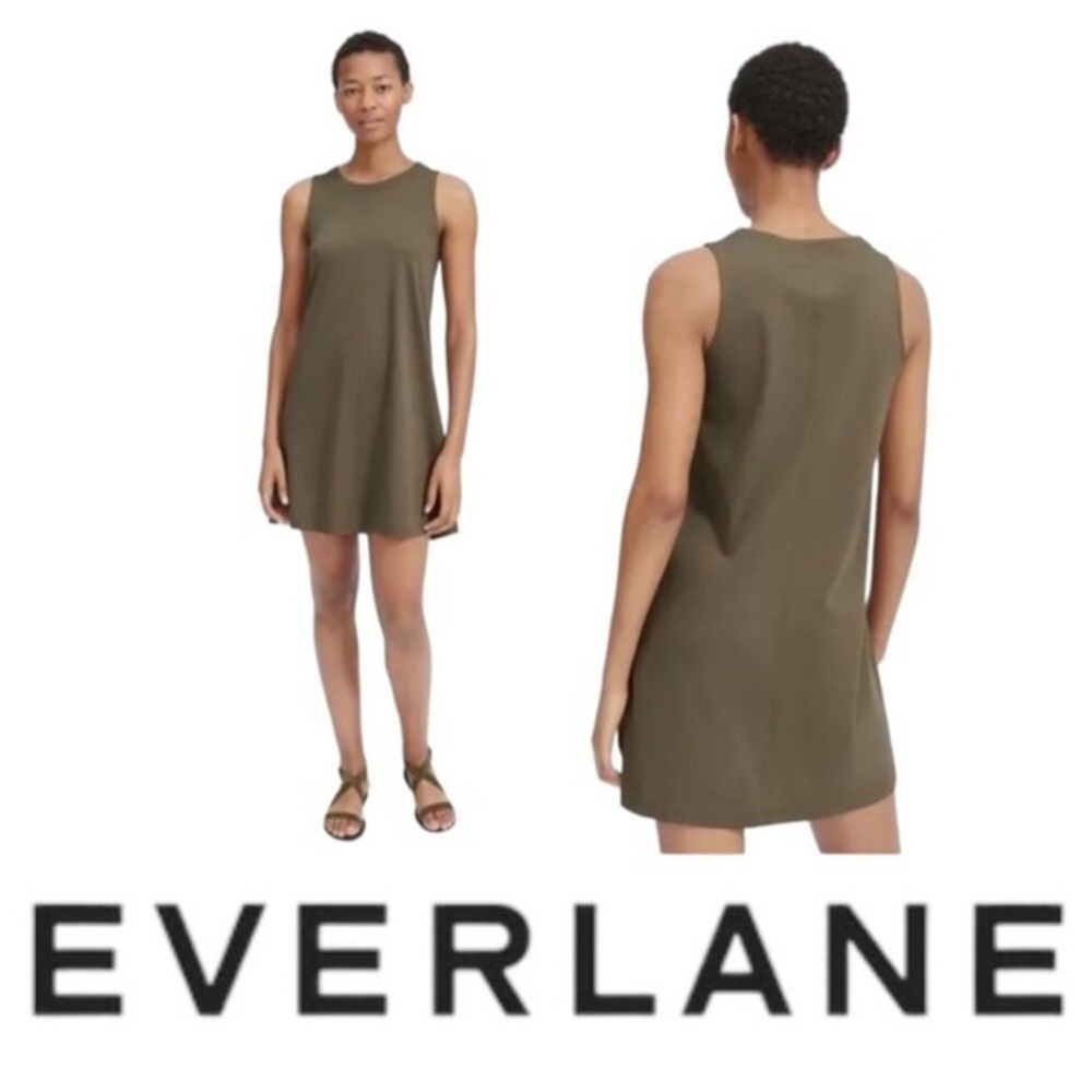 Everlane minimalist olive green tank dress size small